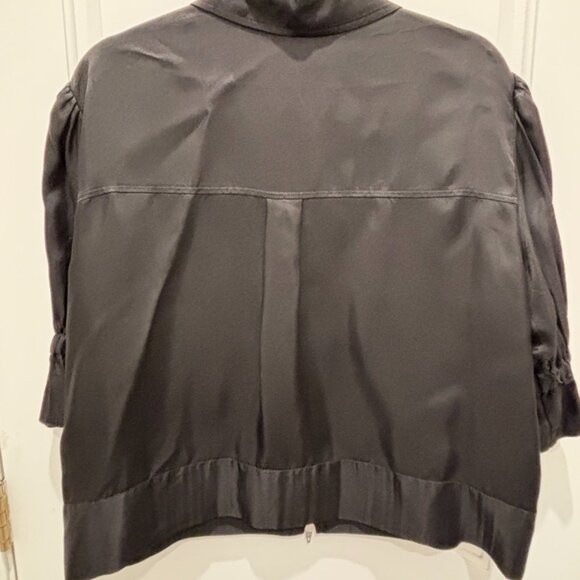Cinq à Sept Tous Les Jours Black Satin Puff Sleeve Jacket – Size L - Picture 5 of 6